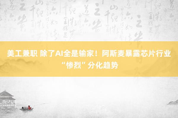 美工兼职 除了AI全是输家！阿斯麦暴露芯片行业“惨烈”分化趋势